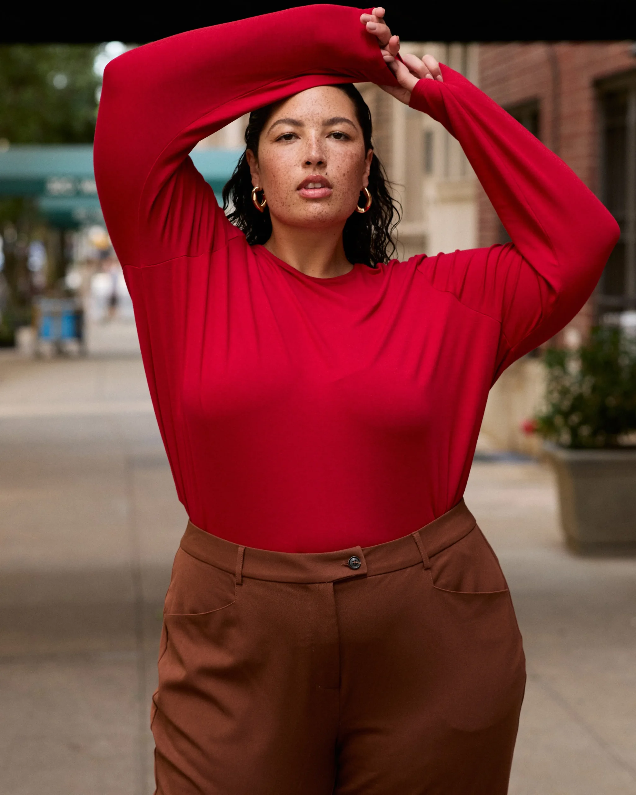 Joan Liquid Jersey Long Sleeve Top New York Red
