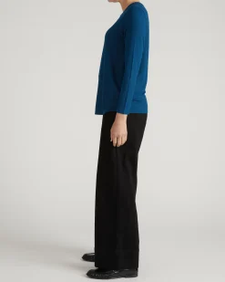 Joan Liquid Jersey Long Sleeve Top Blue Teal