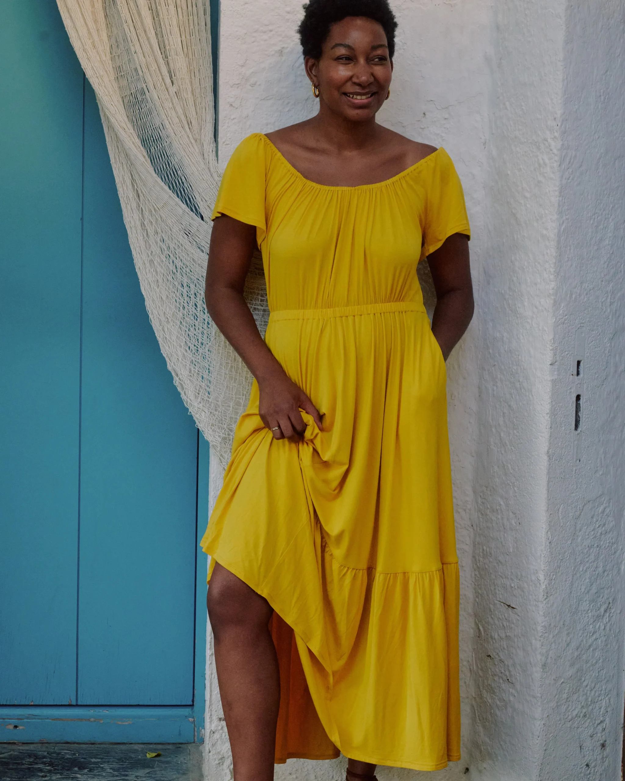 Kahlo Liquid Jersey Dress Golden Hour