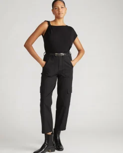Karlee Stretch Cotton Twill Cargo Pants Black
