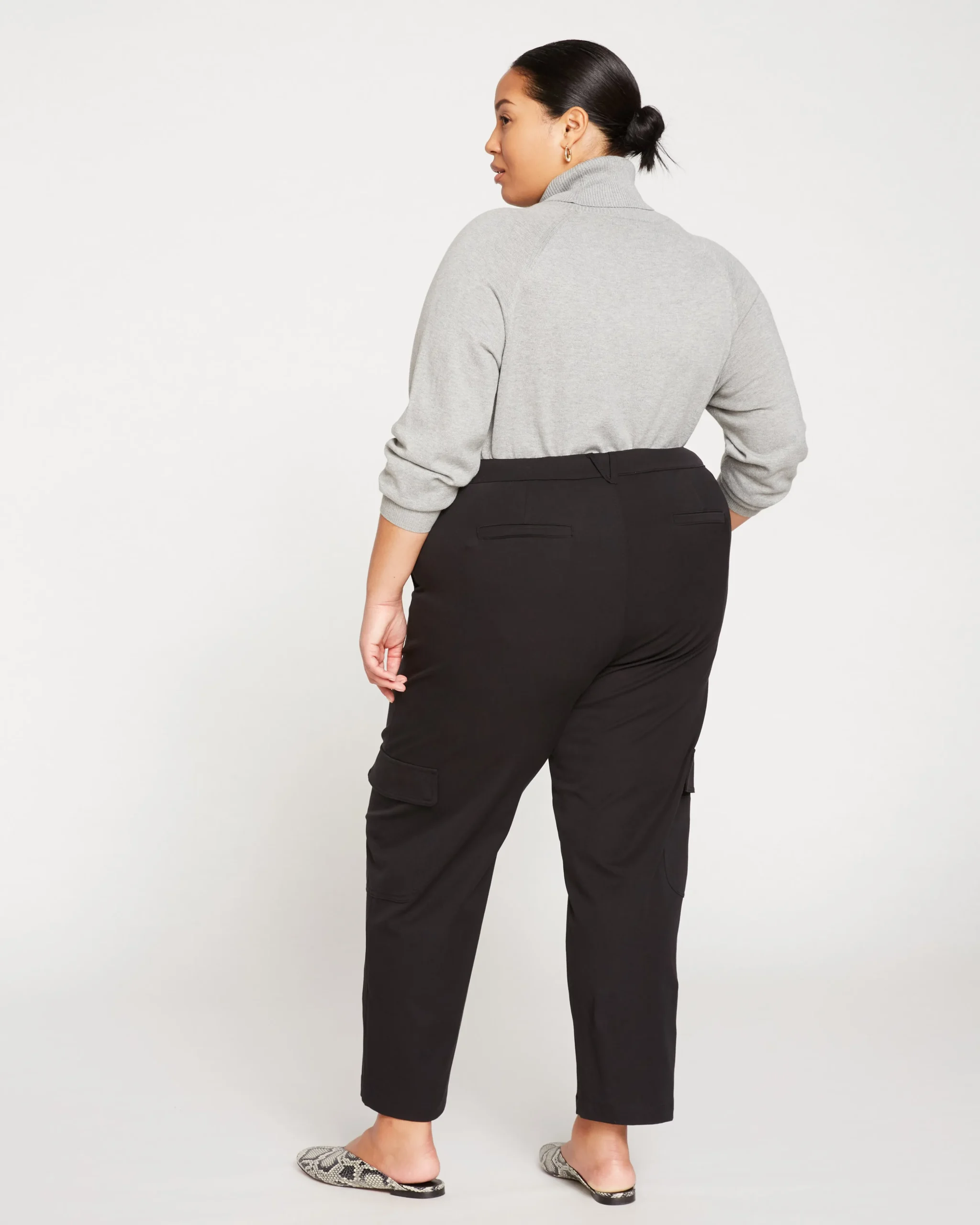 Karlee Stretch Cotton Twill Cargo Pants Black