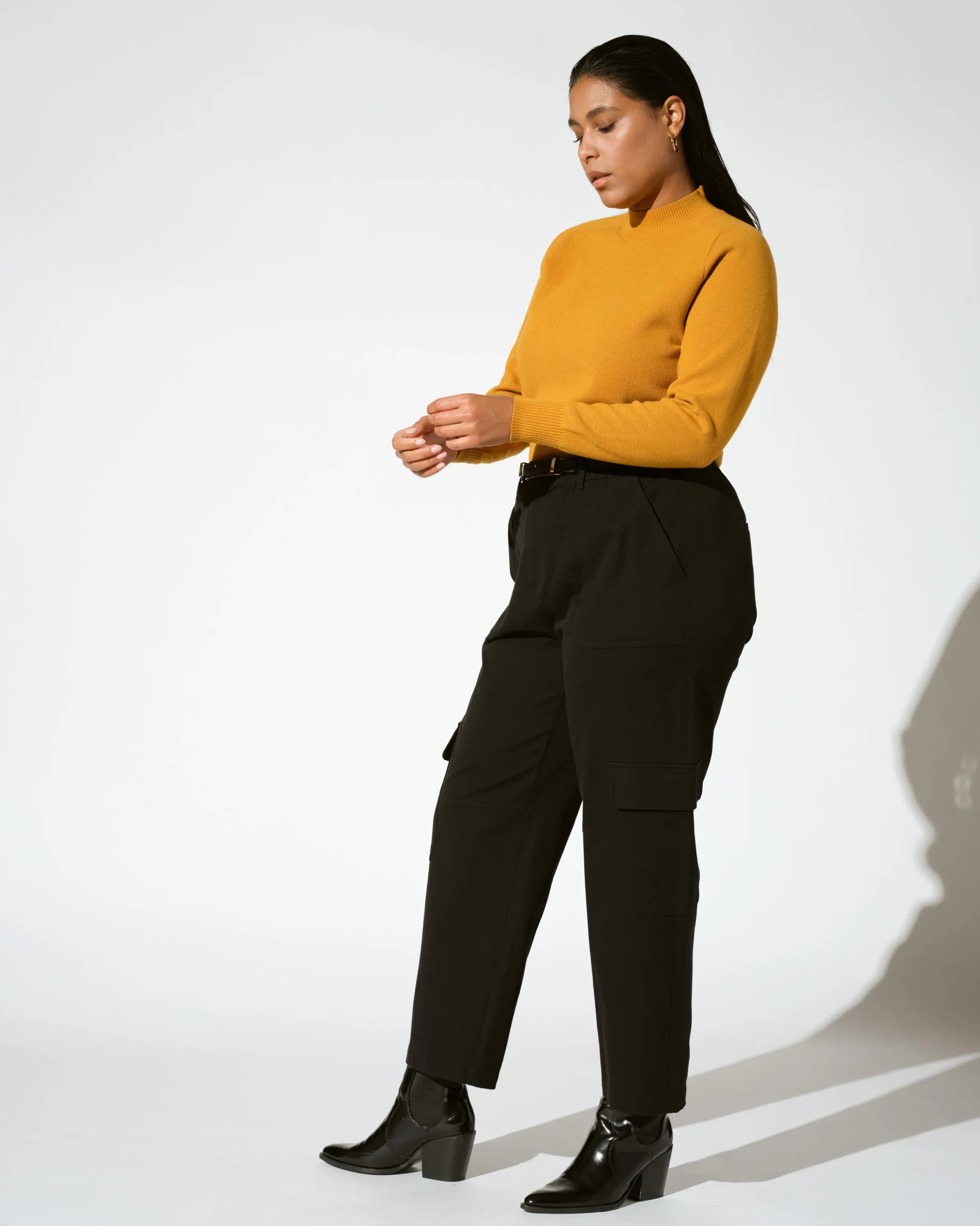 Karlee Stretch Cotton Twill Cargo Pants Black