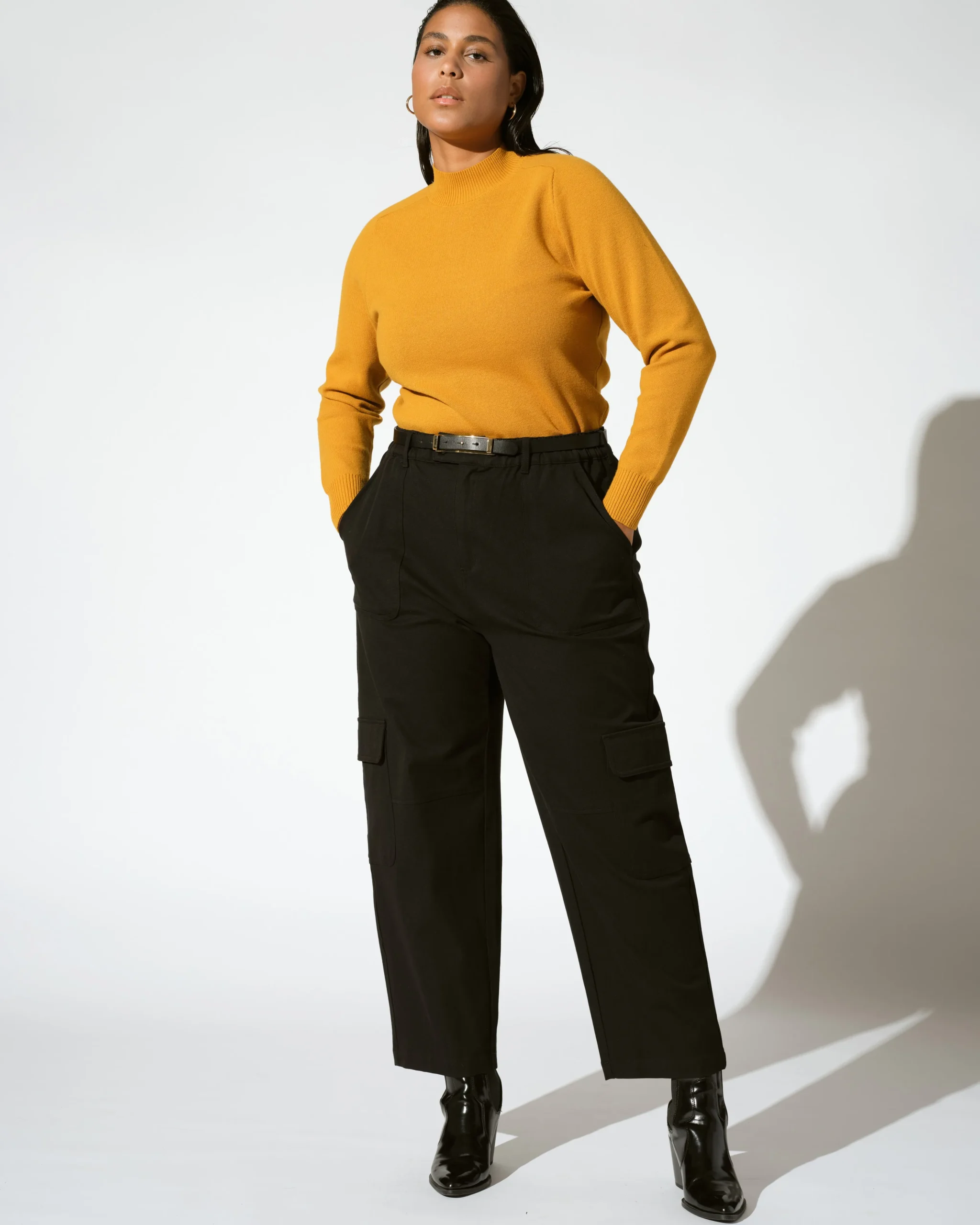 Karlee Stretch Cotton Twill Cargo Pants Black