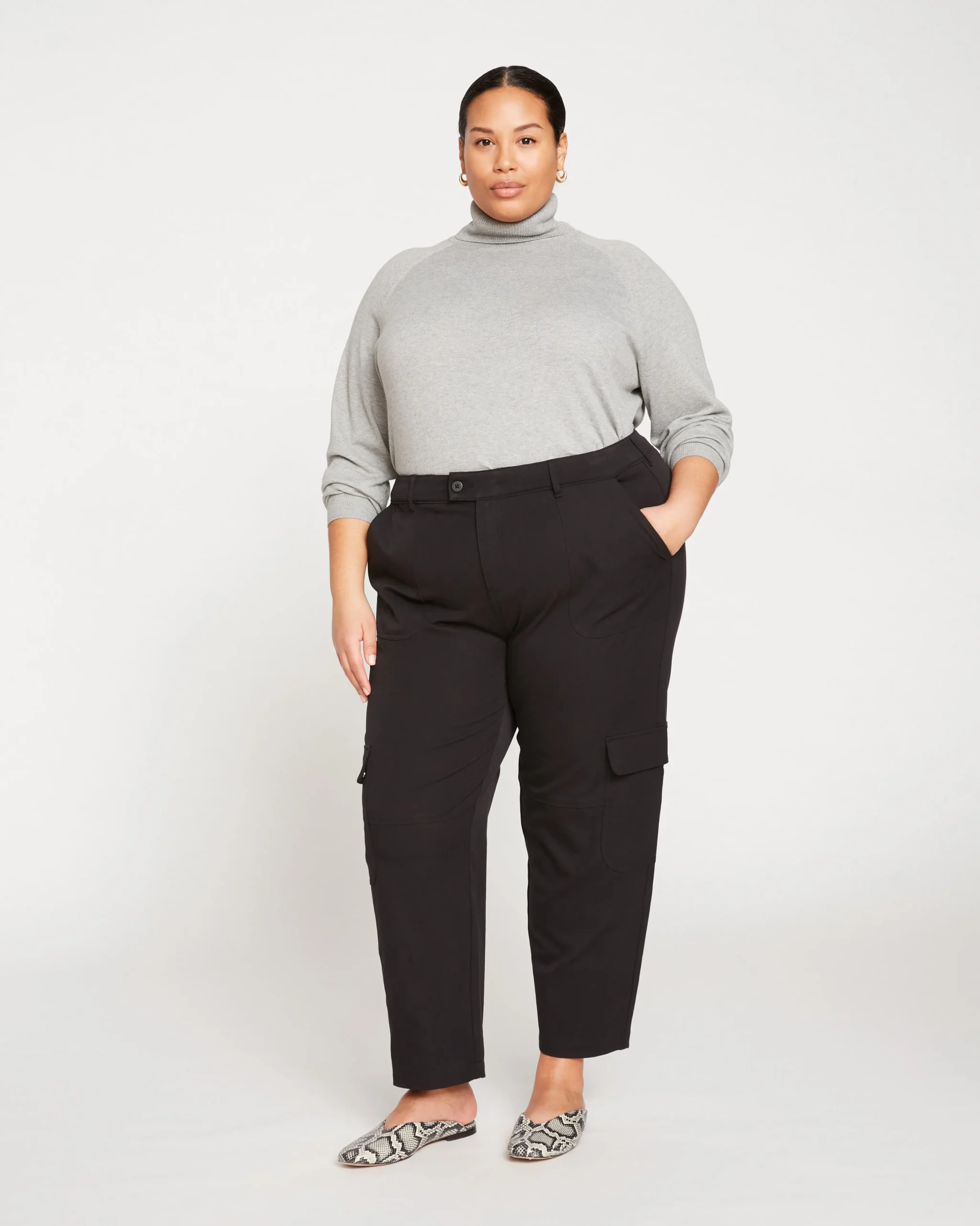 Karlee Stretch Cotton Twill Cargo Pants Black