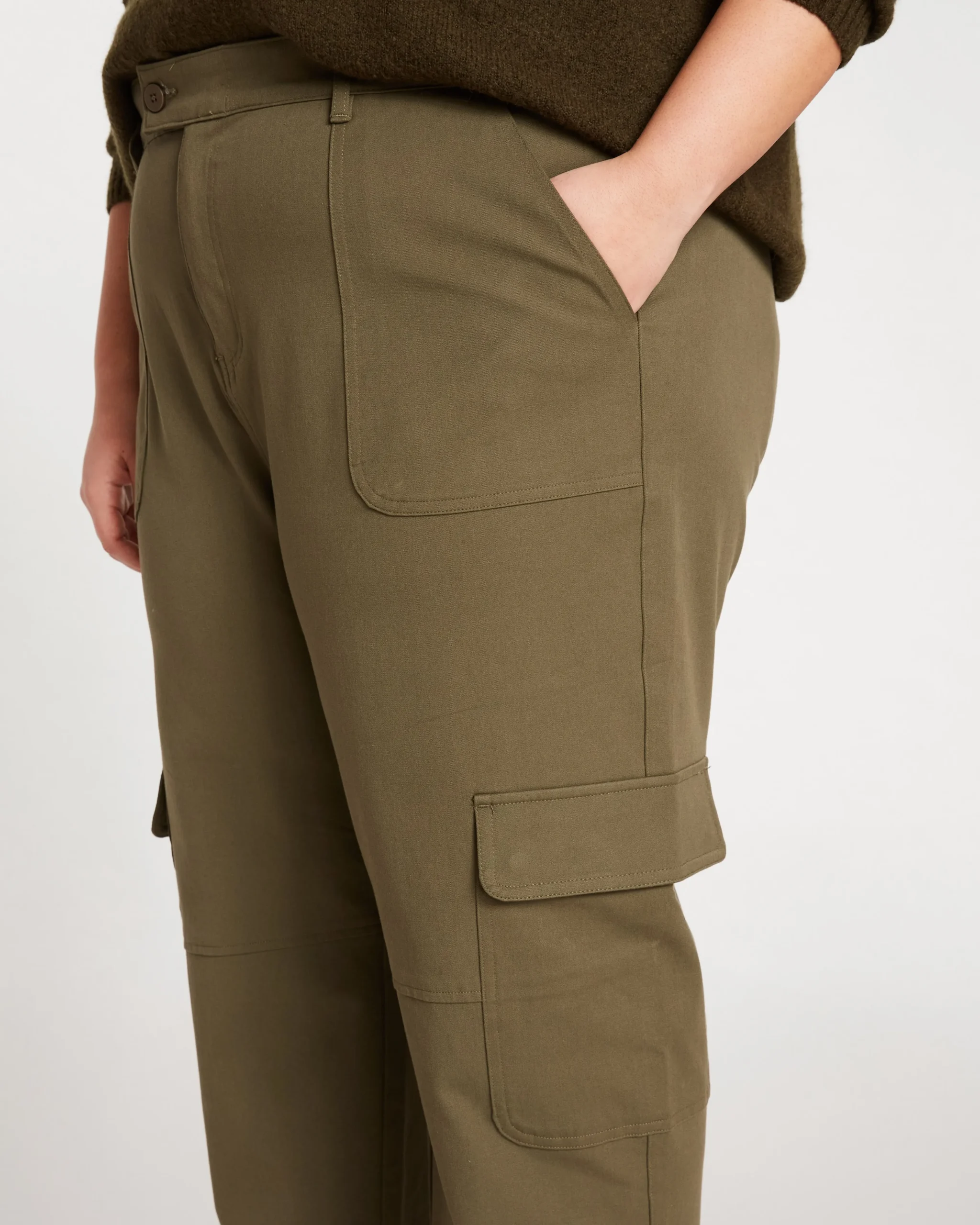 Karlee Stretch Cotton Twill Cargo Pants Ivy