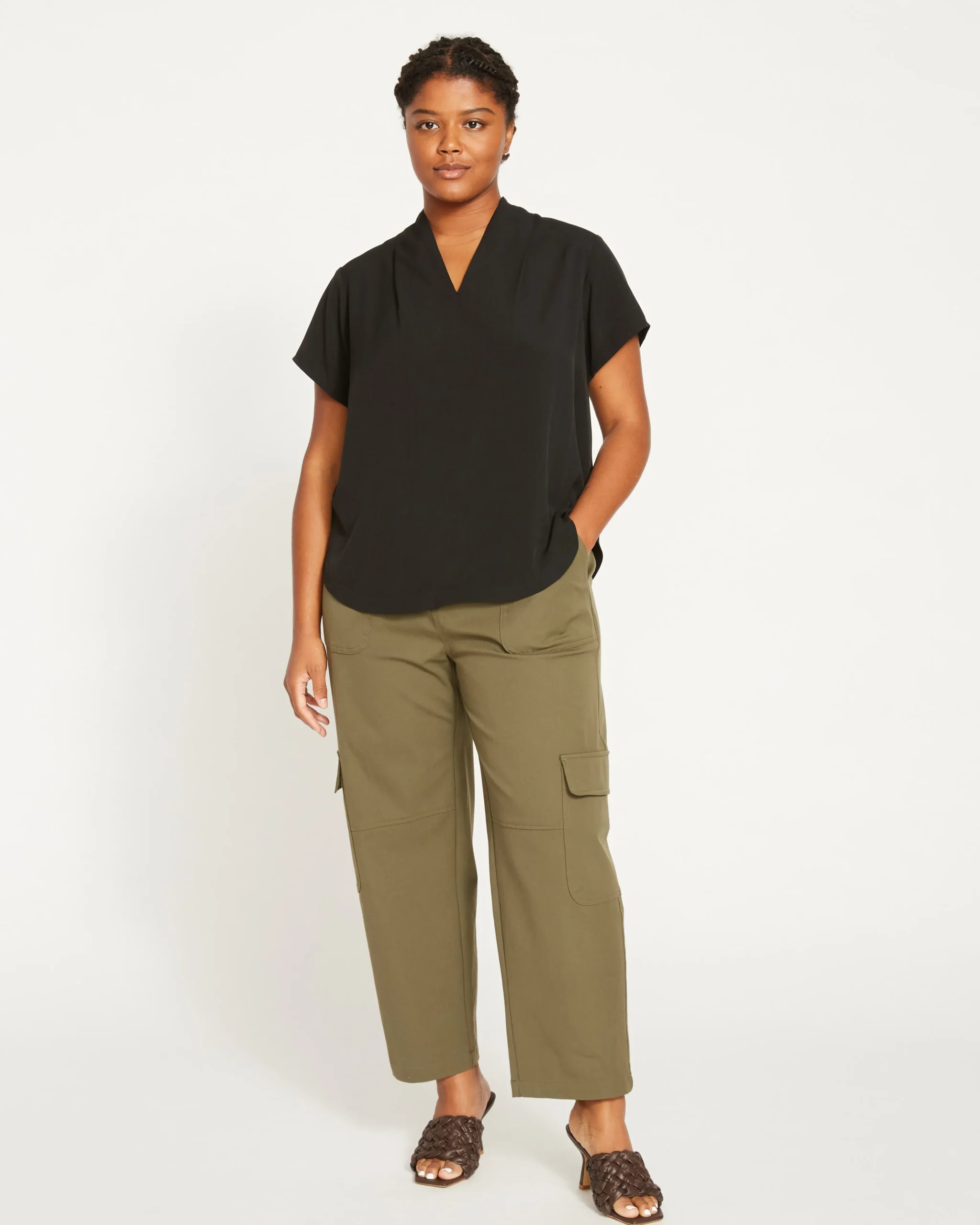 Karlee Stretch Cotton Twill Cargo Pants Ivy