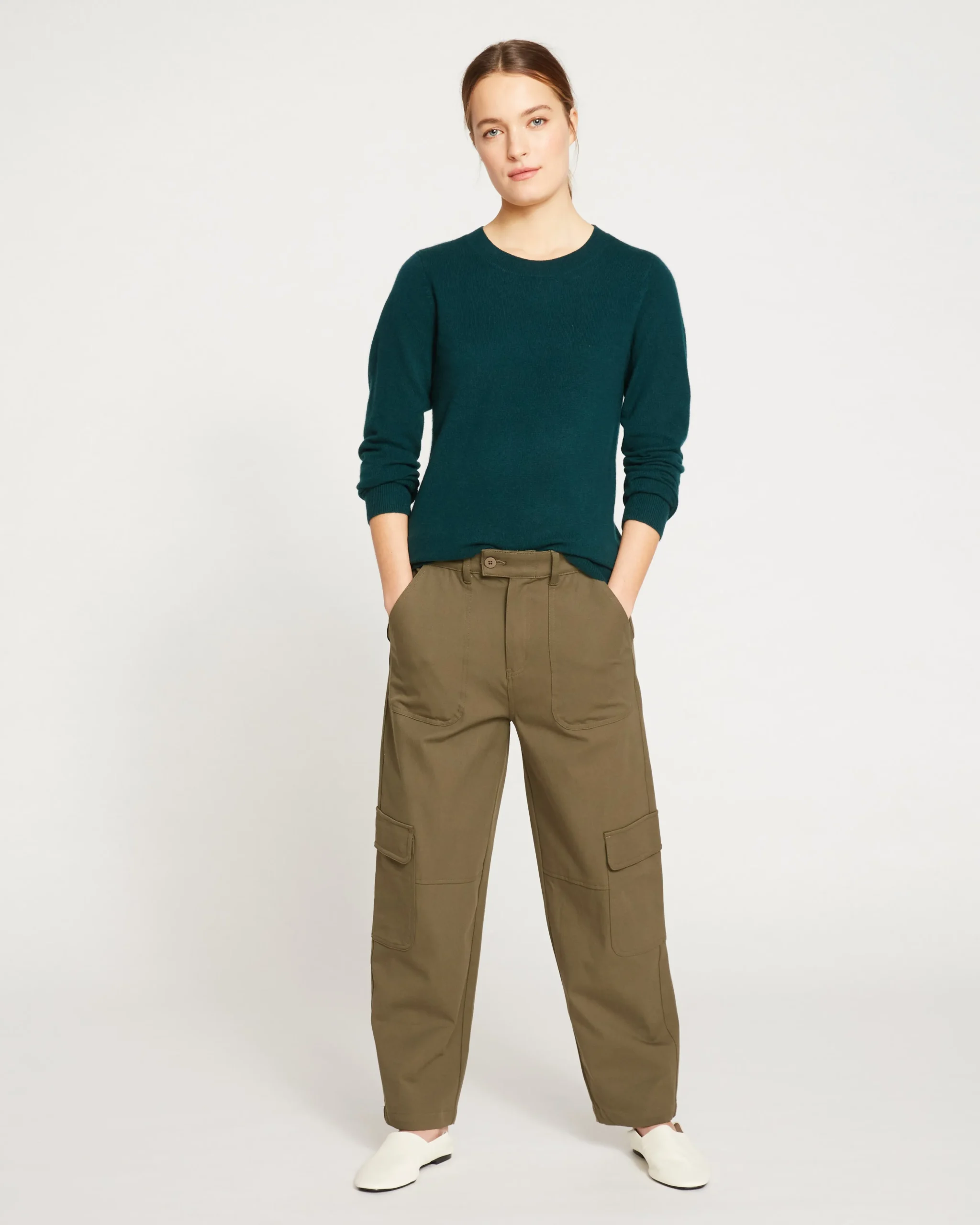 Karlee Stretch Cotton Twill Cargo Pants Ivy