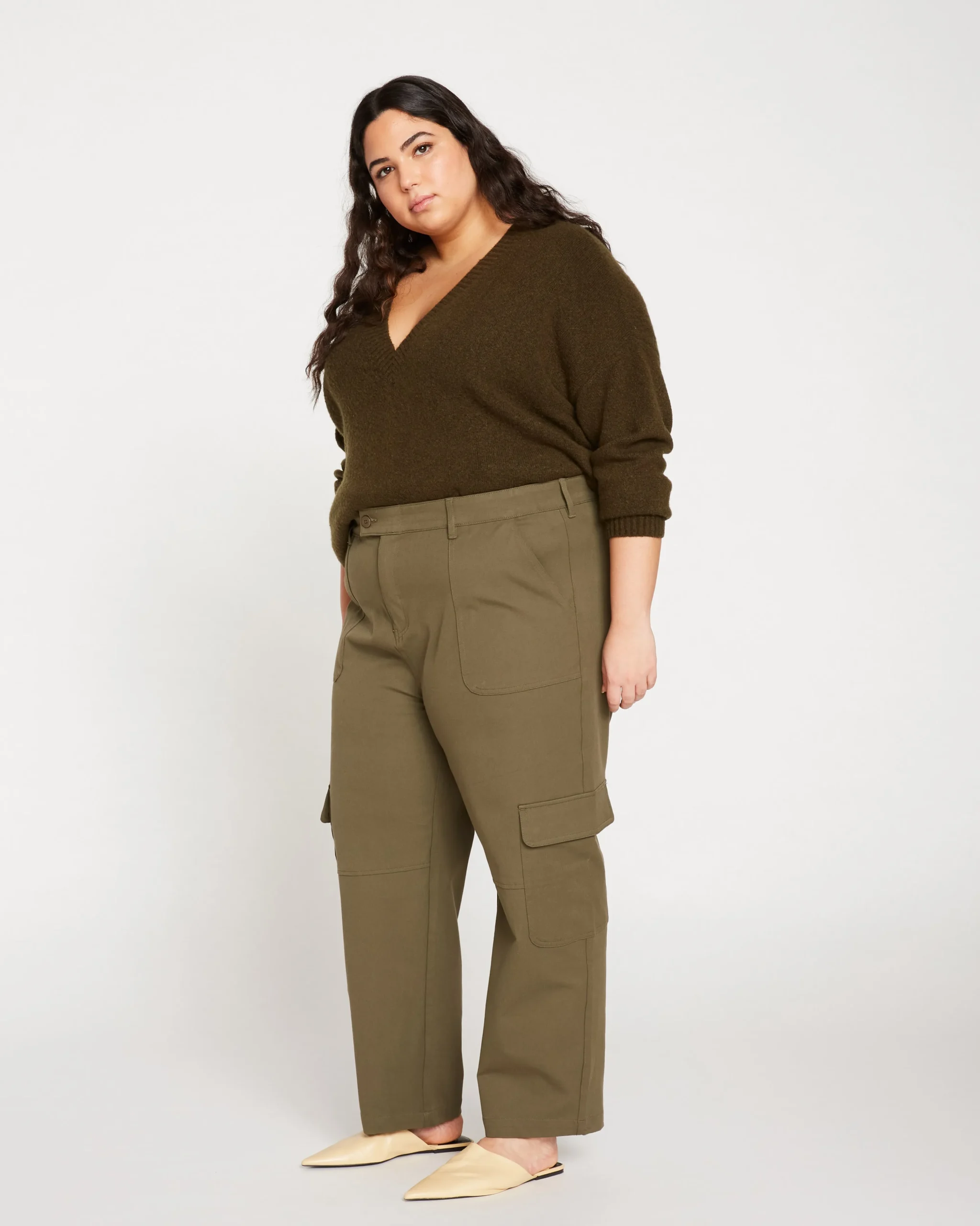 Karlee Stretch Cotton Twill Cargo Pants Ivy