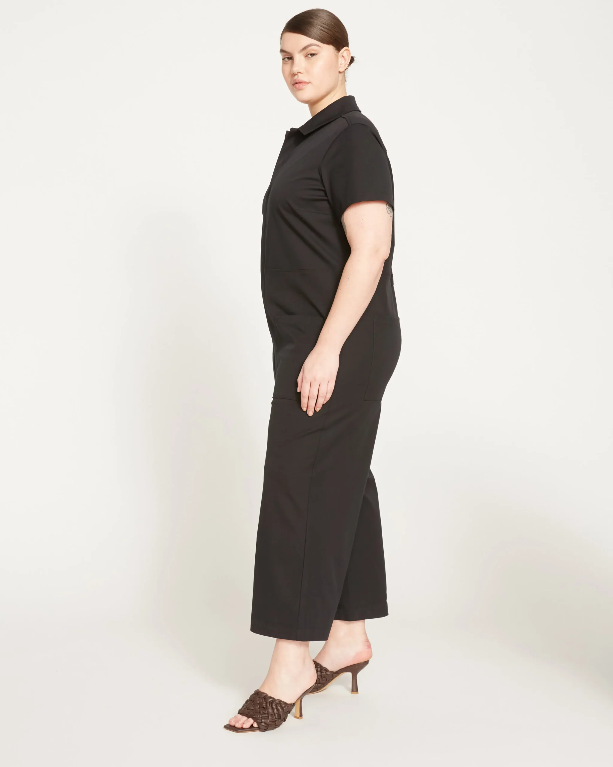 Kate Stretch Cotton Twill Jumpsuit Black