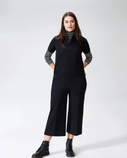 Kate Stretch Cotton Twill Jumpsuit Black