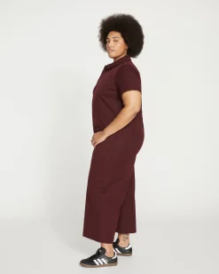 Kate Stretch Cotton Twill Jumpsuit Black Cherry