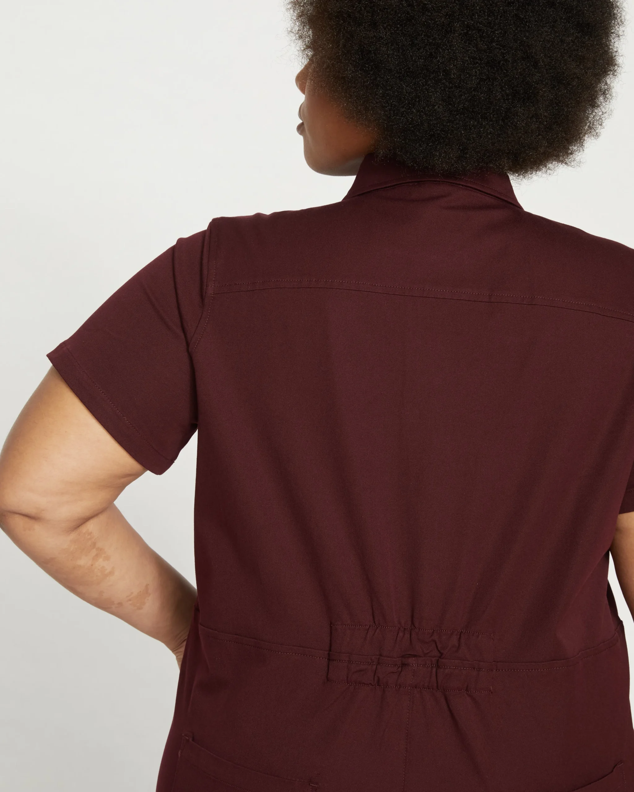 Kate Stretch Cotton Twill Jumpsuit Black Cherry