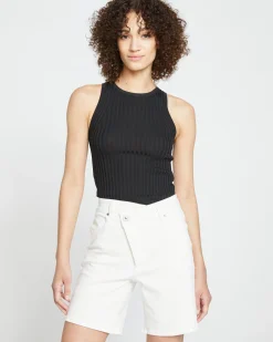 Katie High Rise Crossover Denim Shorts White