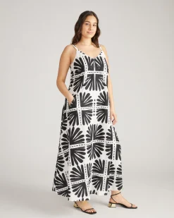 Kite Linen Blend Dress Ink Bloom Print