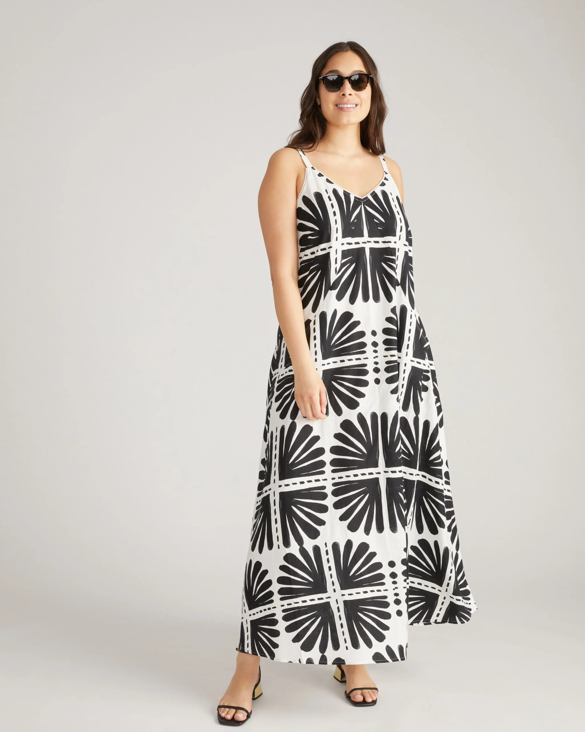 Kite Linen Blend Dress Ink Bloom Print