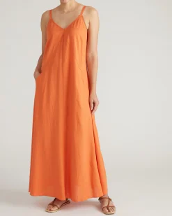 Kite Linen Blend Dress Italian Orange
