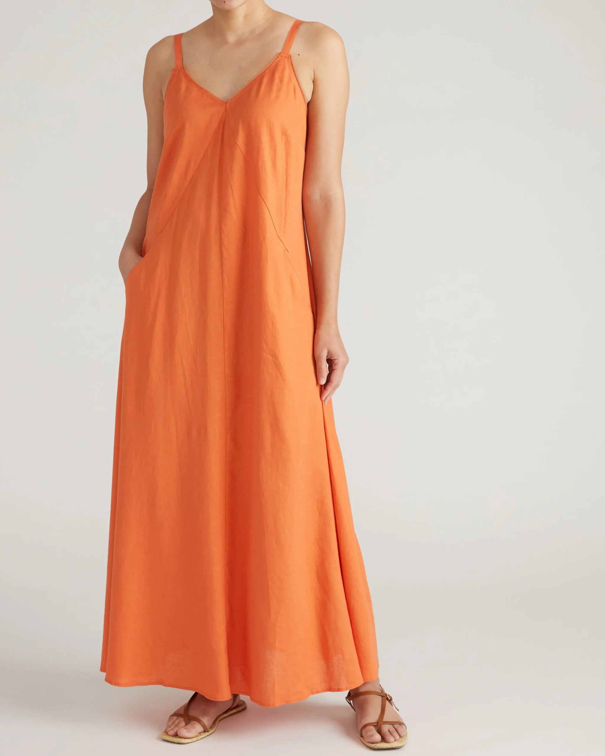 Kite Linen Blend Dress Italian Orange