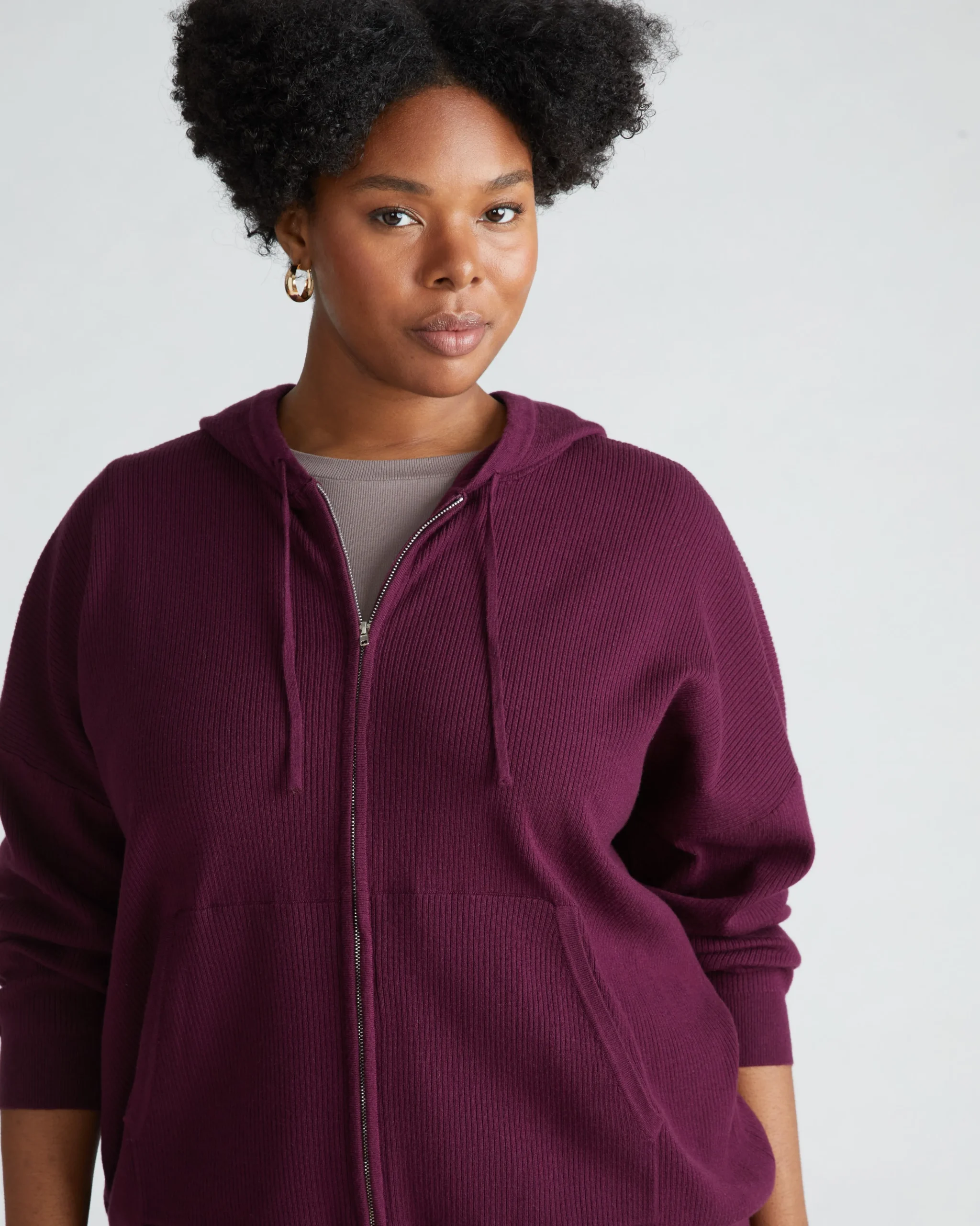 Knitted Mila Zip Hoodie Acai