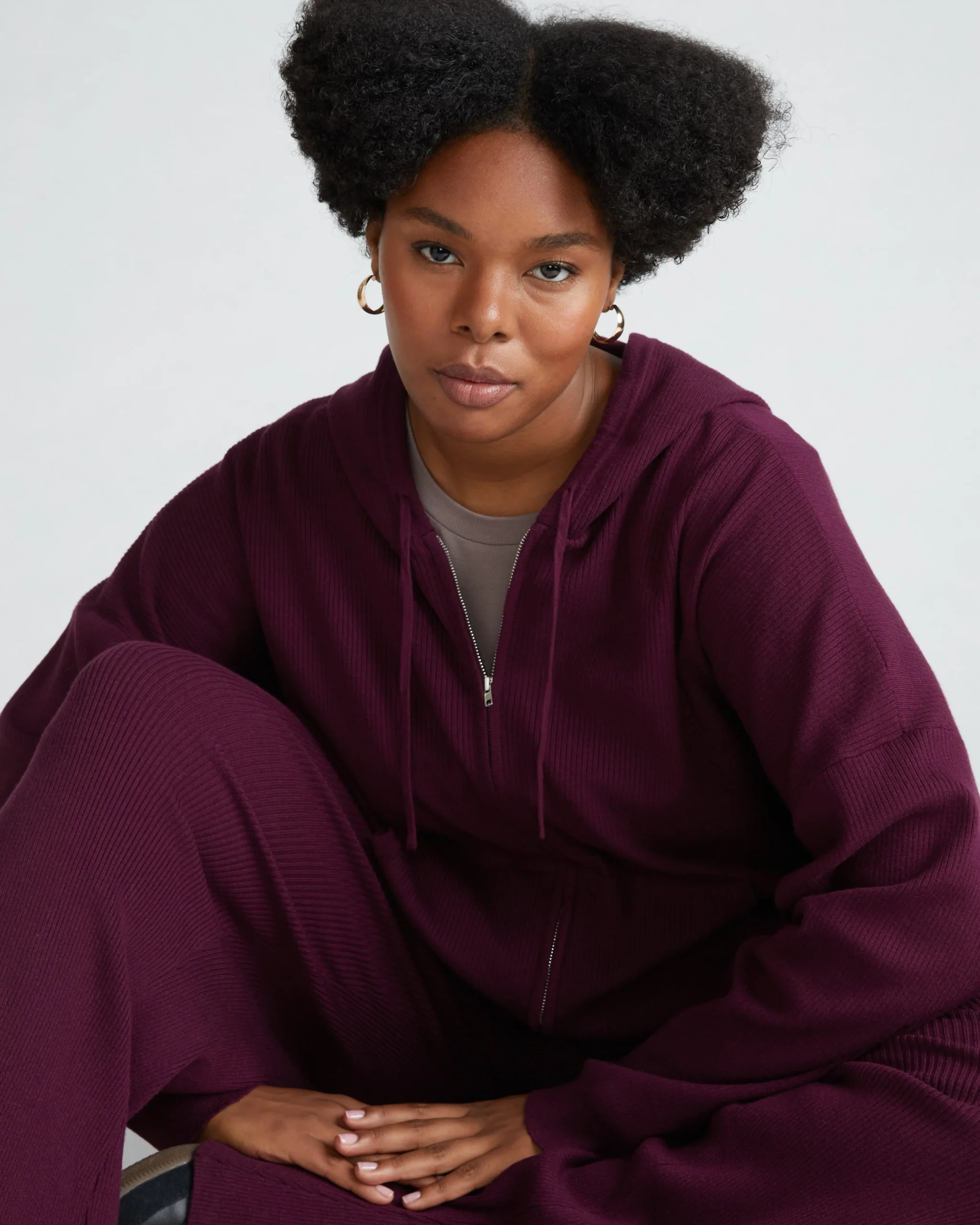 Knitted Mila Zip Hoodie Acai