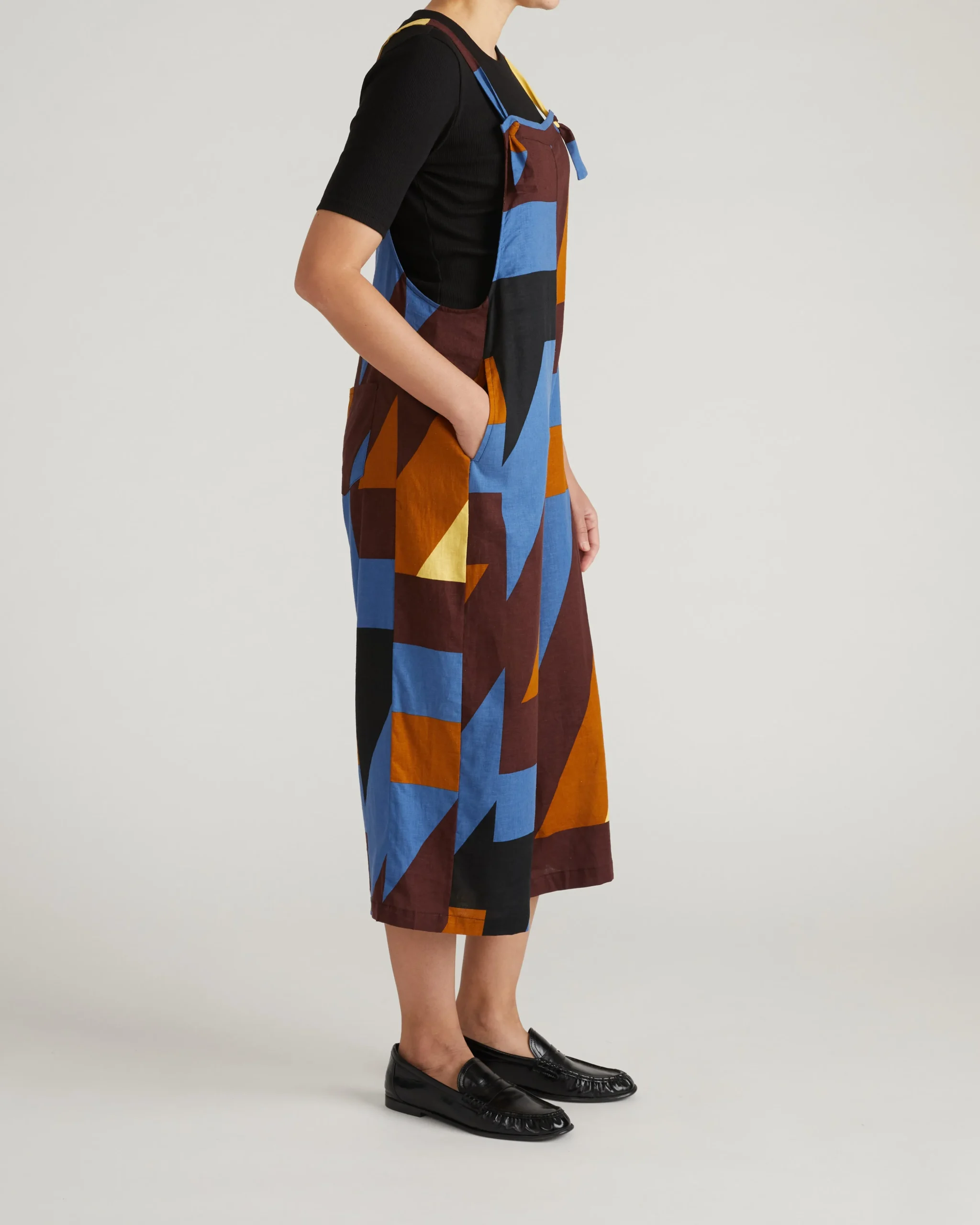 Kora Linen Blend Overalls Beach Ombra Print