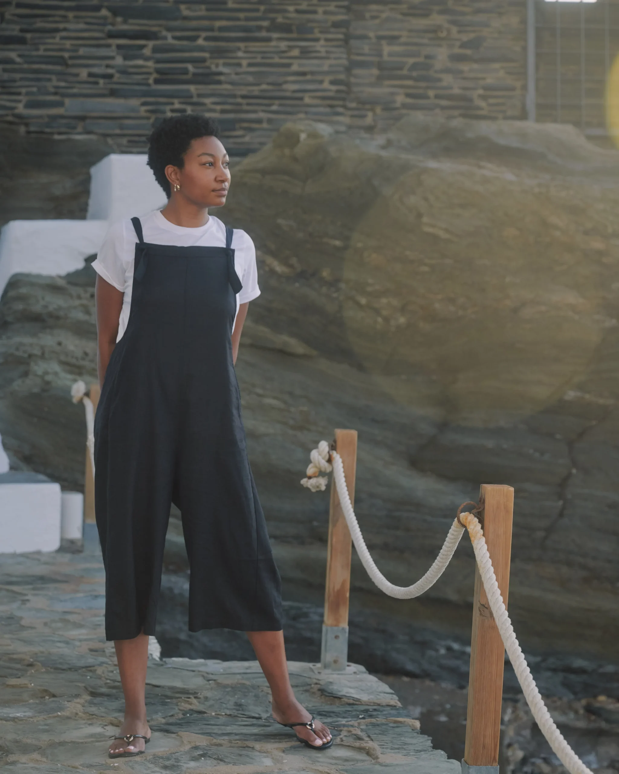 Kora Linen Blend Overalls Black