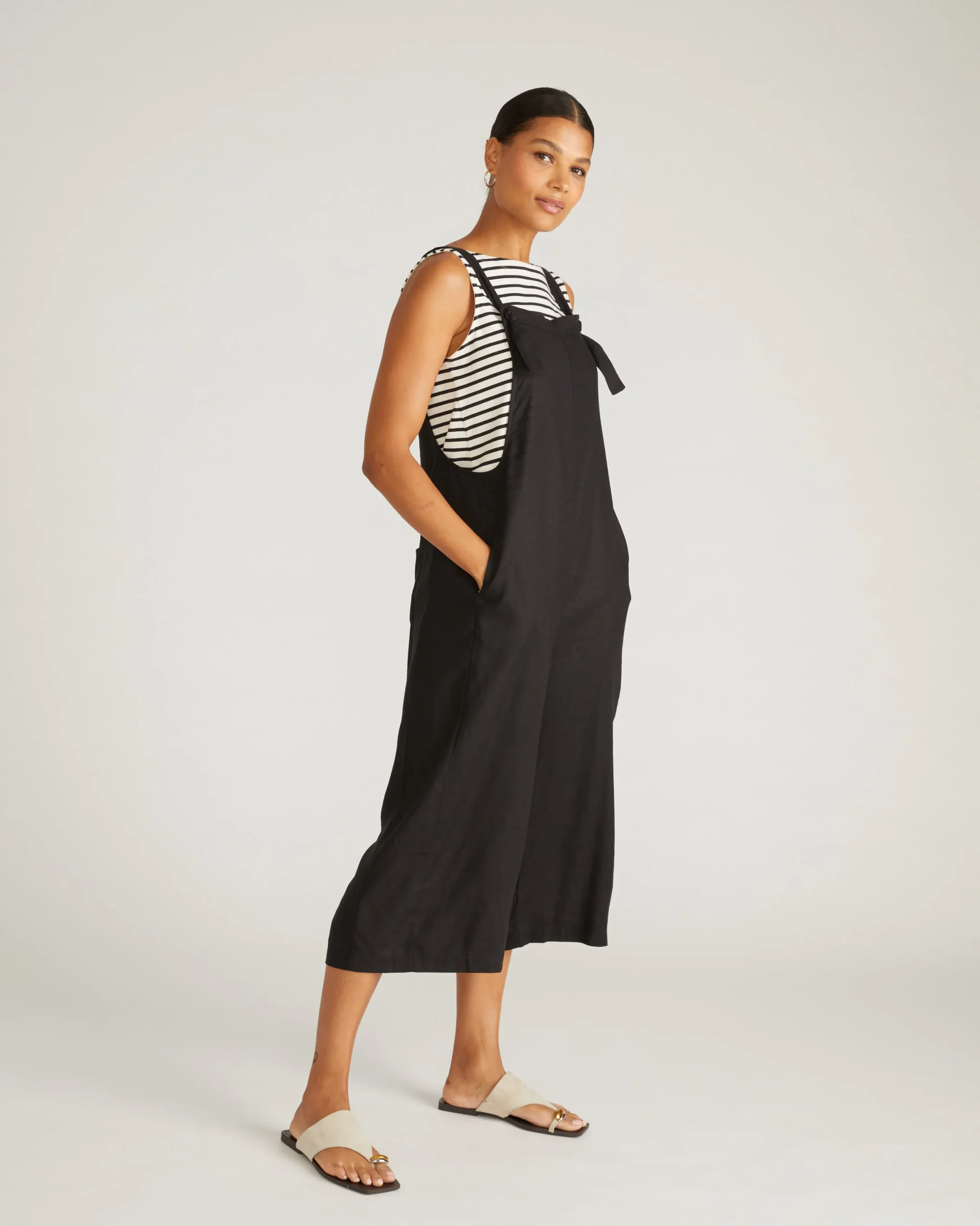 Kora Linen Blend Overalls Black