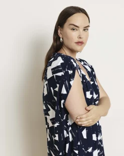 Kris Divine Jersey Kaftan Navy Santiago Print