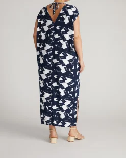 Kris Divine Jersey Kaftan Navy Santiago Print