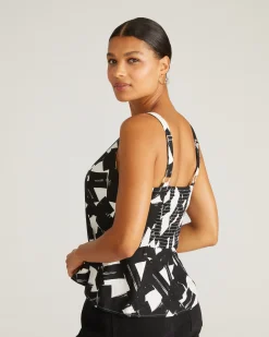 Kuki Sleeveless Linen Blend Top Santiago Print