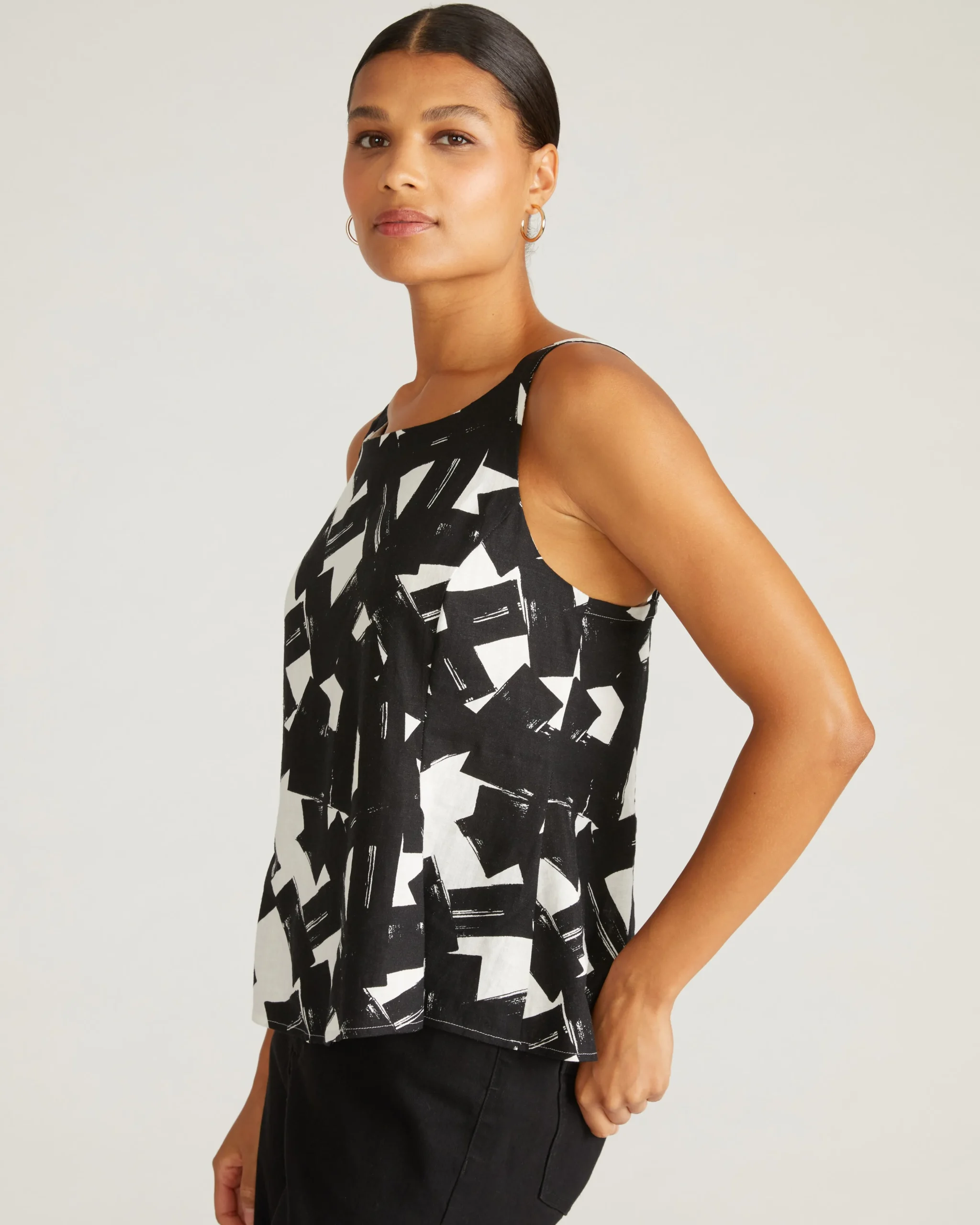 Kuki Sleeveless Linen Blend Top Santiago Print