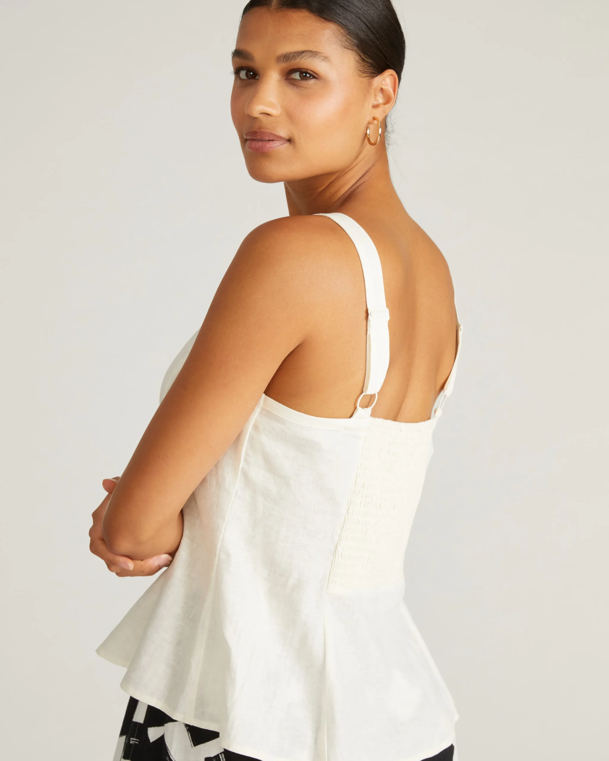 Kuki Sleeveless Linen Blend Top Natural White