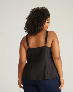 Kuki Sleeveless Linen Blend Top Black