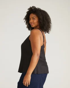Kuki Sleeveless Linen Blend Top Black