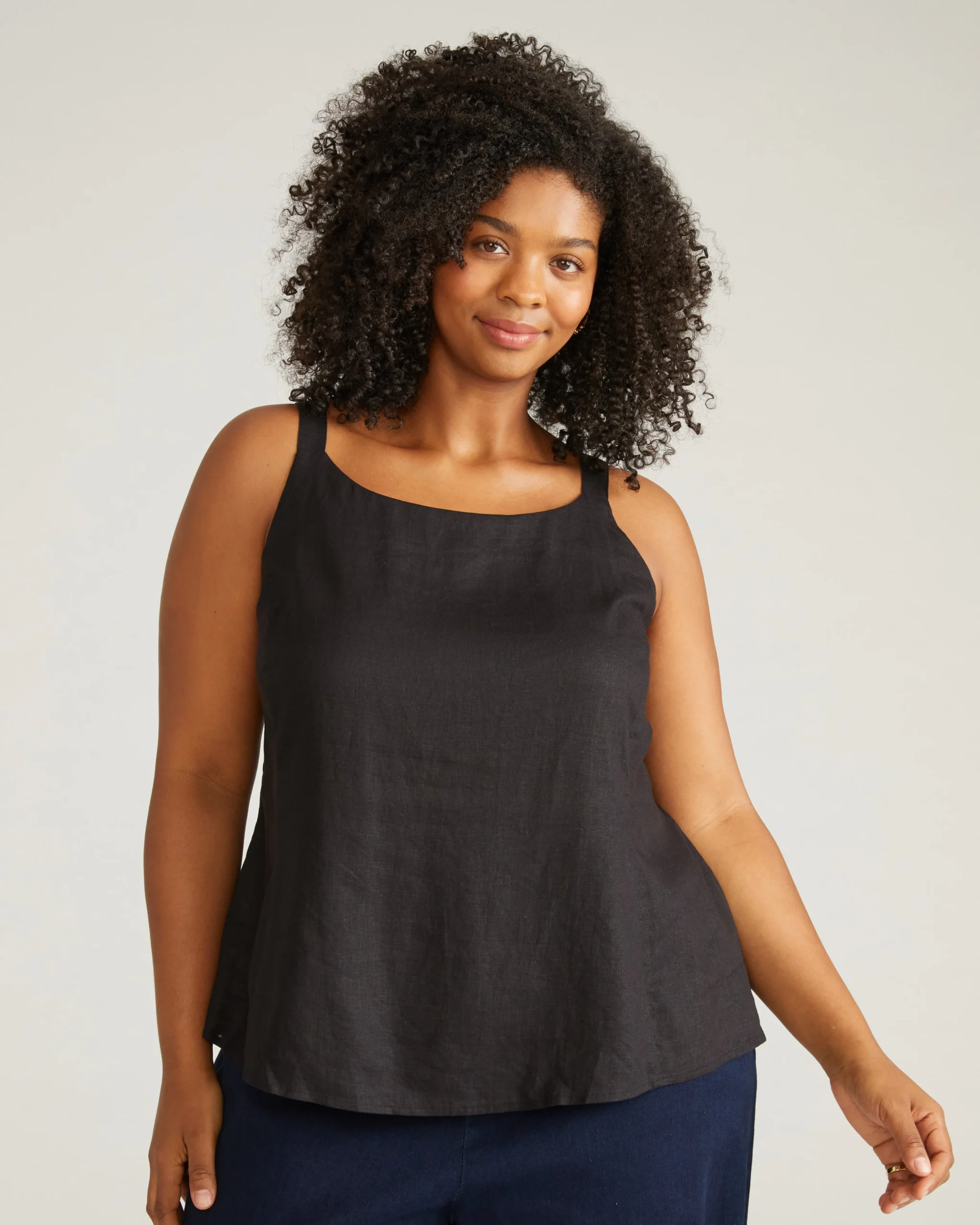 Kuki Sleeveless Linen Blend Top Black