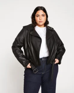 Leeron Leather Moto Jacket Black