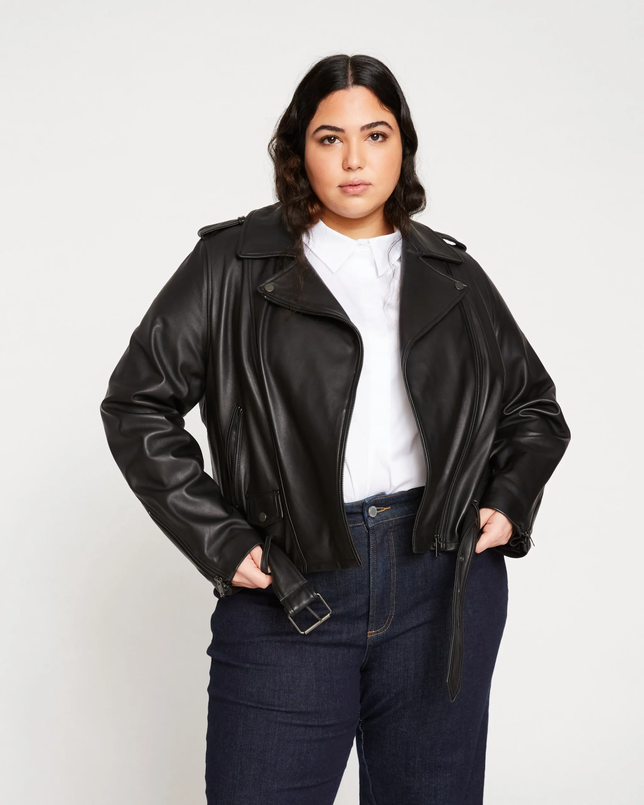 Leeron Leather Moto Jacket Black