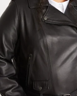 Leeron Leather Moto Jacket Black