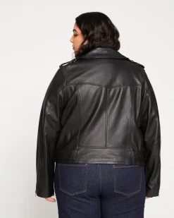 Leeron Leather Moto Jacket Black