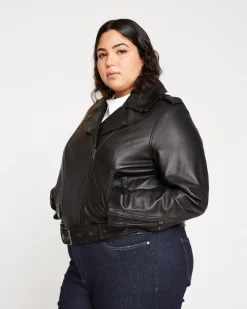 Leeron Leather Moto Jacket Black