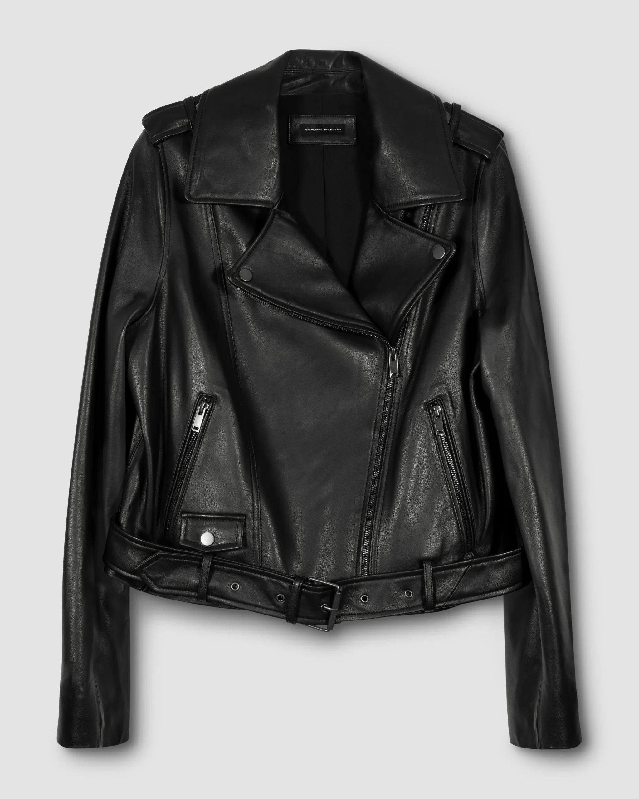 Leeron Leather Moto Jacket Black