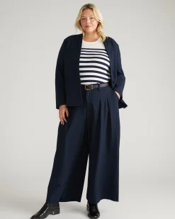 Lennox Collarless Ponte Blazer Navy