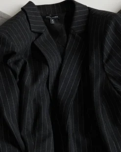 Lennox Collarless Ponte Blazer Slate Pinstripe