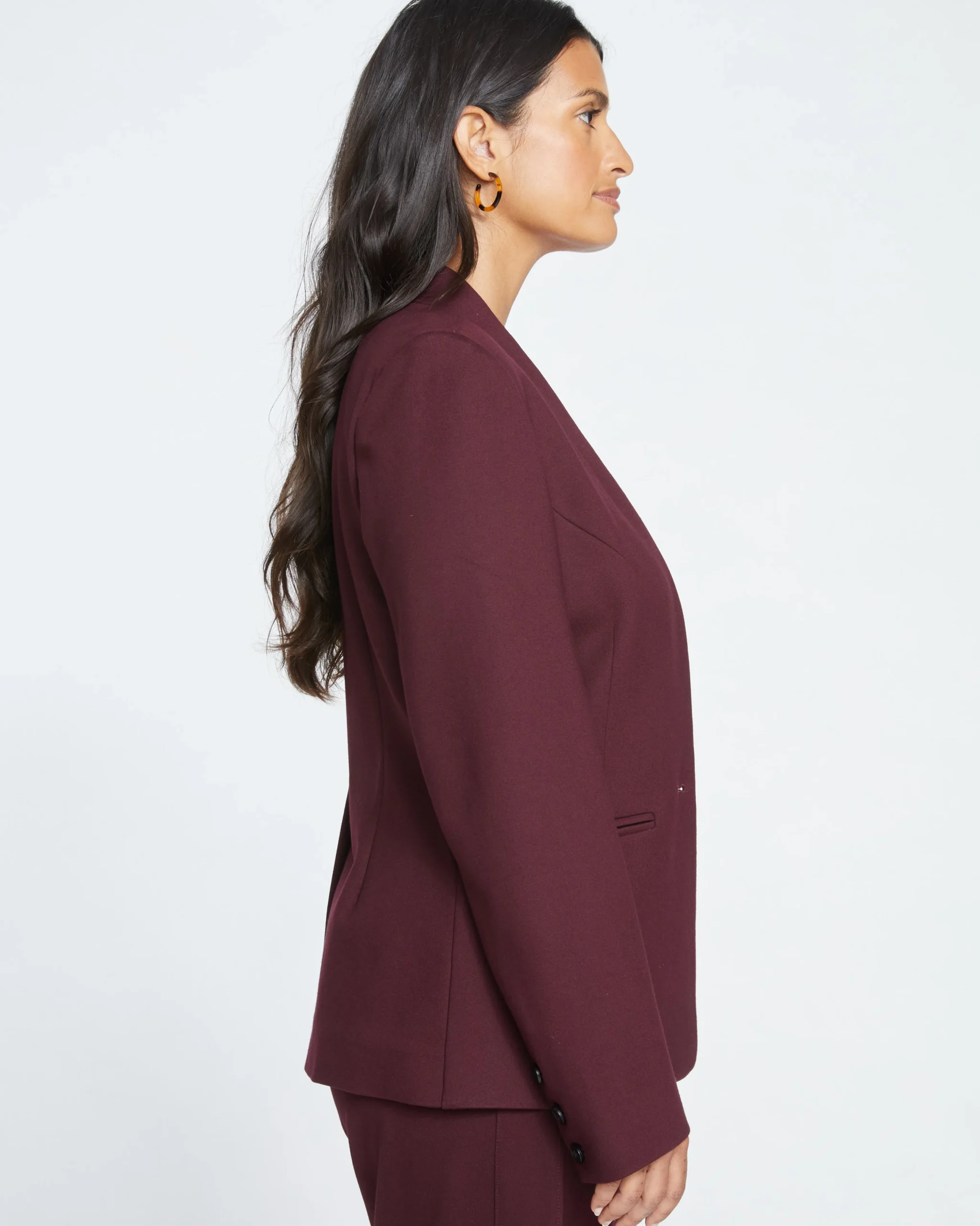 Lennox Collarless Ponte Blazer Black Cherry