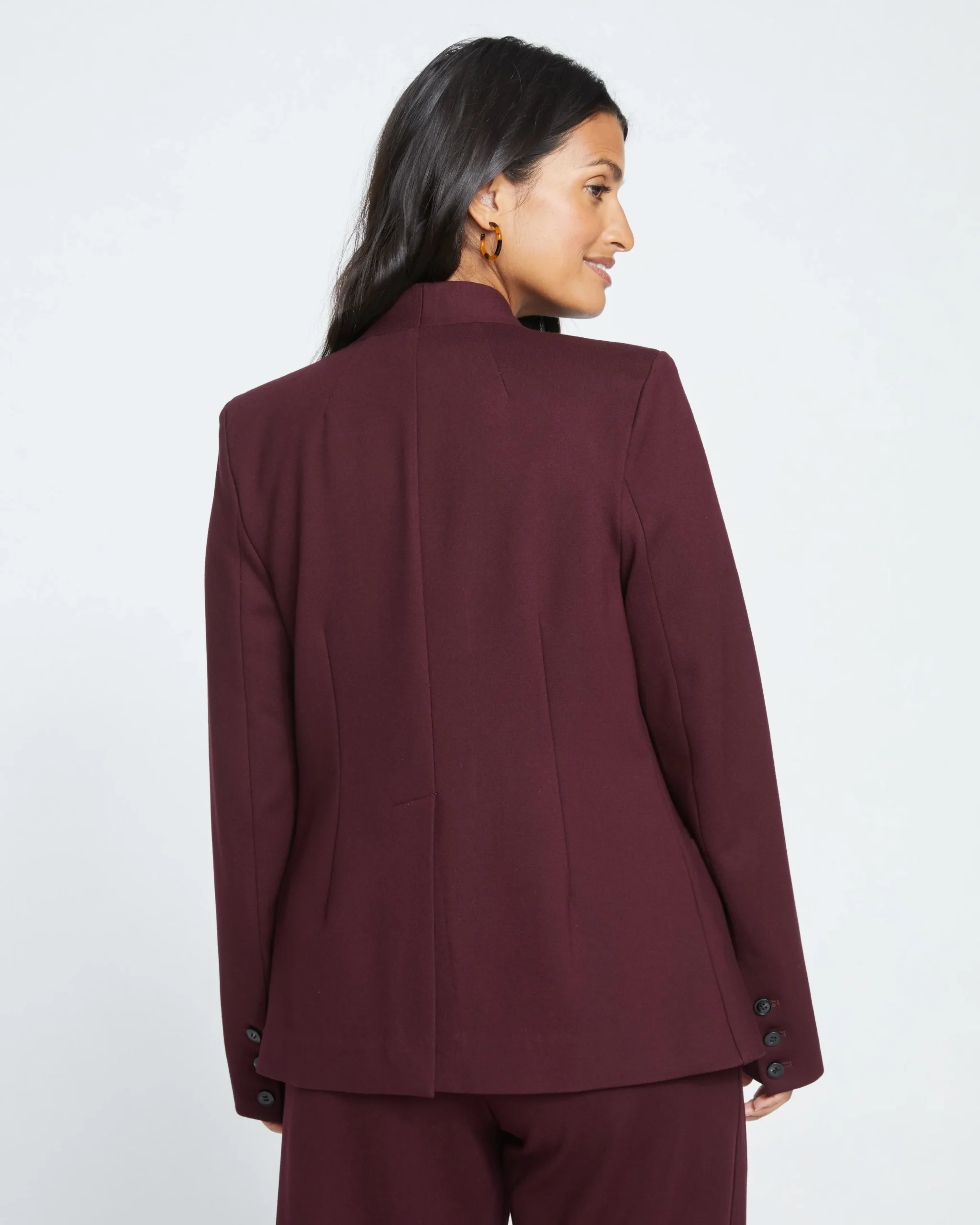 Lennox Collarless Ponte Blazer Black Cherry
