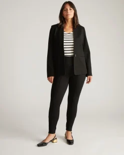 Lennox Collarless Ponte Blazer Black
