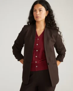 Lennox Collarless Ponte Blazer Espresso