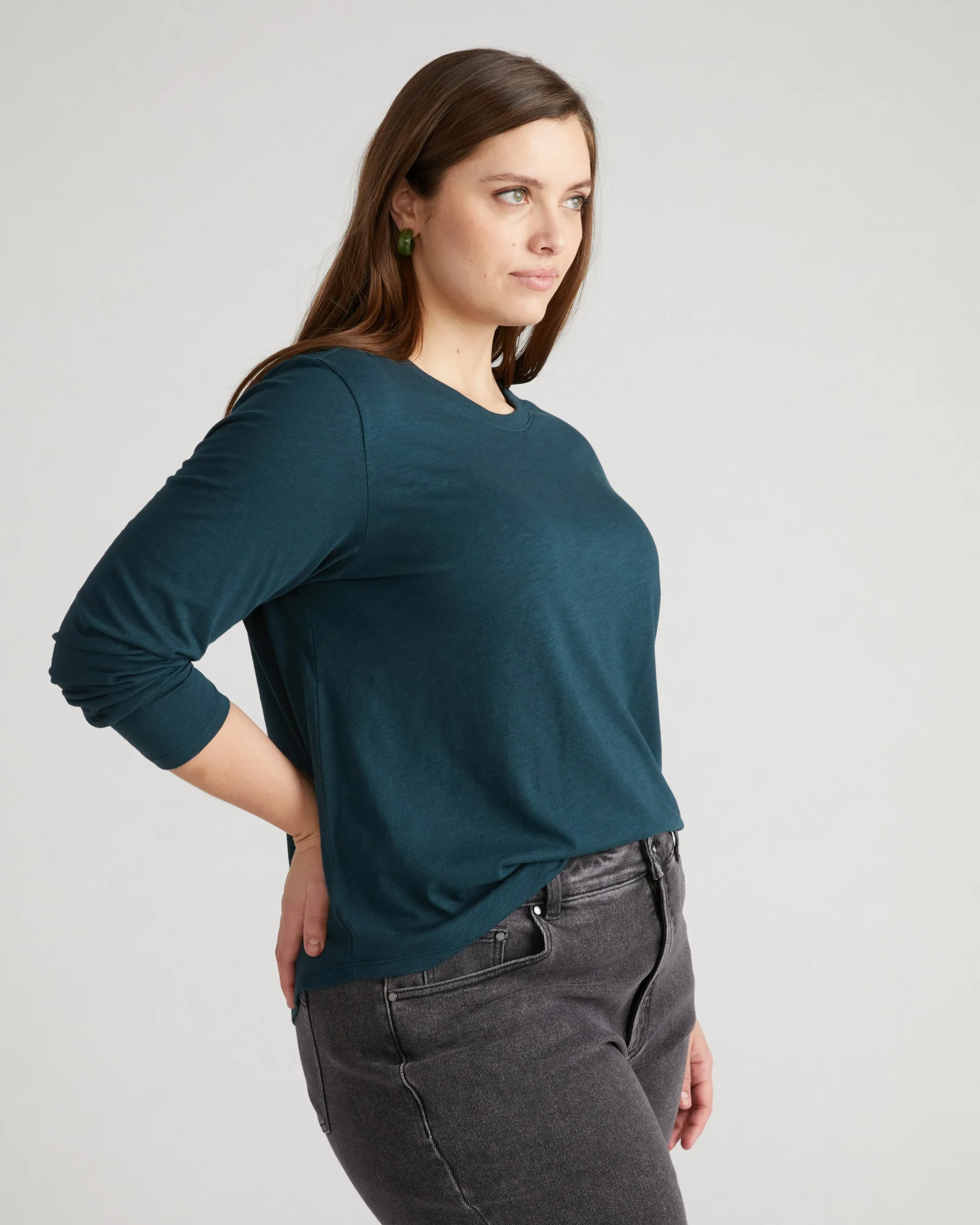Light-As-Air Long Sleeve Crew Neck Tee Deep Sea