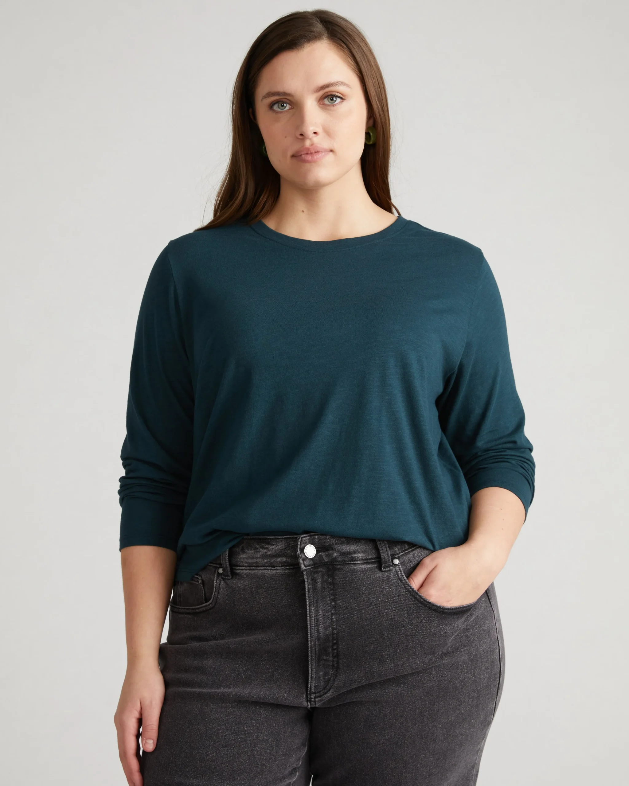 Light-As-Air Long Sleeve Crew Neck Tee Deep Sea