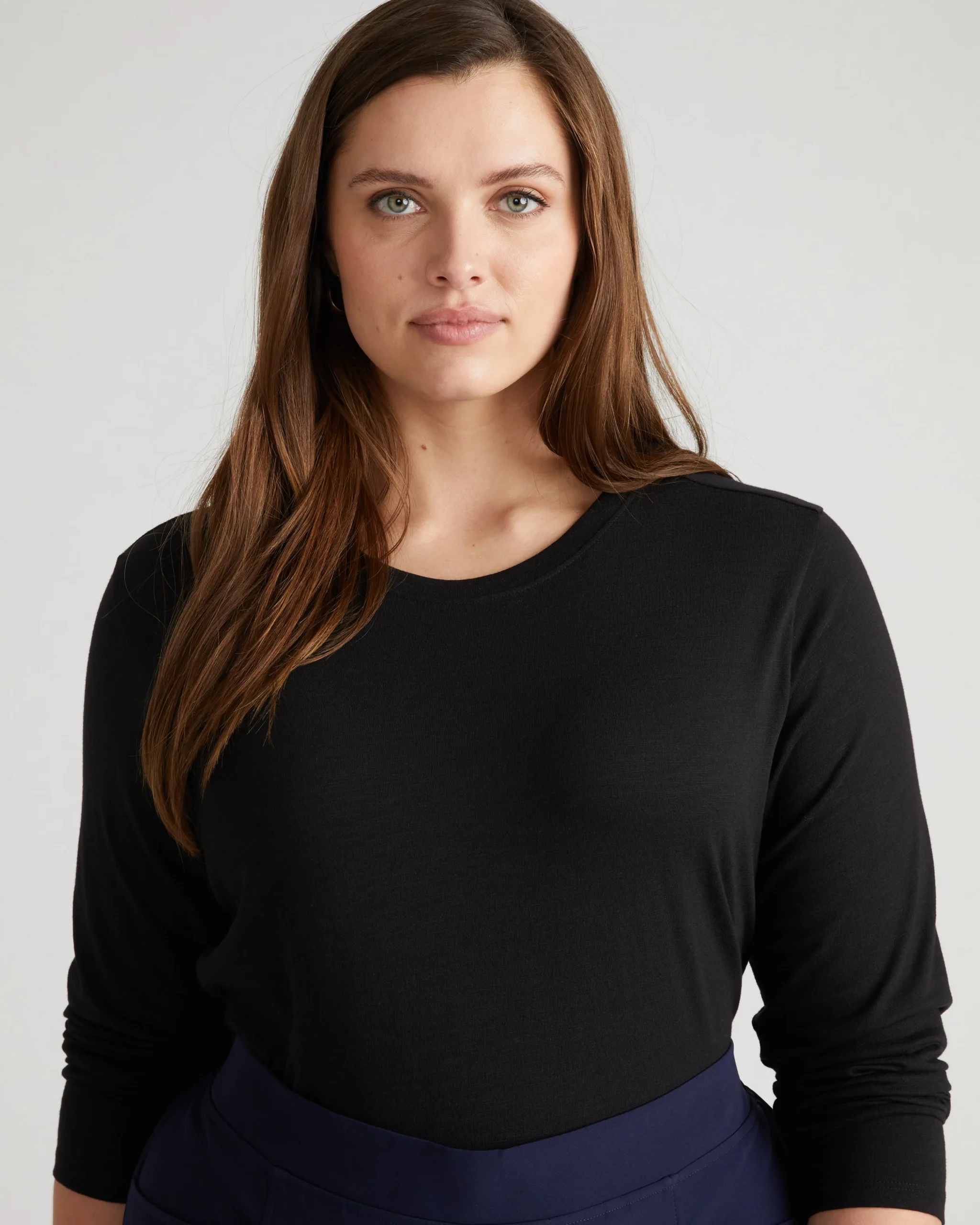 Light-As-Air Long Sleeve Crew Neck Tee Black