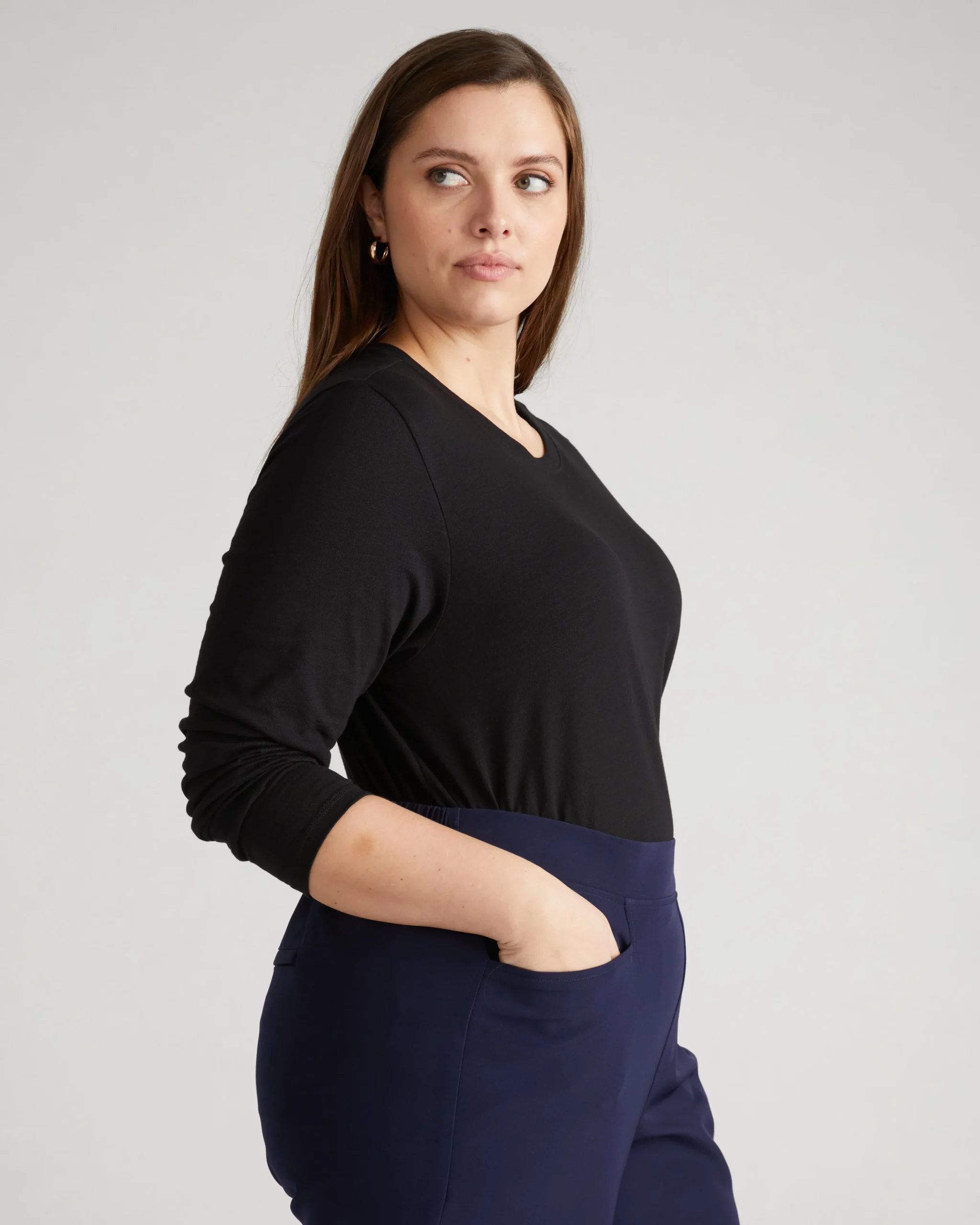 Light-As-Air Long Sleeve Crew Neck Tee Black